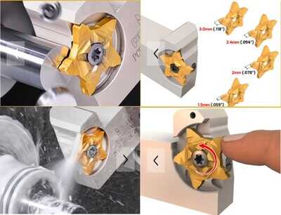 Inserto de nueva generación para ranurado, tronzado y torneado ligero con sujeción para un cambio fácil y una rápida indexación de filo de corte